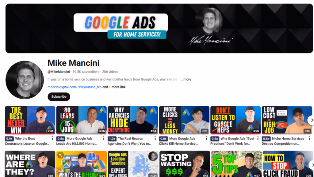 Mike Mancini - Google Ads YouTube Channel